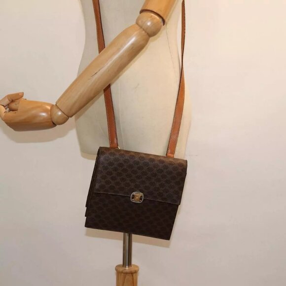 CELINE Macadam Canvas Shoulder Bag PVC Leather Brown Auth - Picture 16 of 16